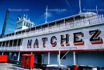 Natchez, paddle wheel steamboat on the Mississippi River, Dock