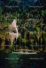 Waterfall, Lake, Boat, Forest, steep mountain, near Berchtesgaden, Bavaria, 1950s, TSPV01P07_03.1718