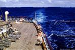 cruising on the Matsonia, wake, ocean, wooden deck, lounge chairs, Cruise Ship, 1963, IMO: 5229223, 1960s, TSPV02P14_12