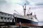 Cruise Ship RMS Newfoundland, Furness Line, Halifax, Bow, cranes, Ocean Liner Ship, 1930s, 1950s, TSPV03P11_03