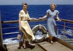 Two Women, friends, SS Santa Rosa, Passenger and Cargo ship, Ocean Liner, steamship, June 1948, 1940s