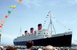 Queen Mary, Ocean Liner, Cunard Line, Flags, windy, Cruiseliner, 1971, 1970s, TSPV05P15_06