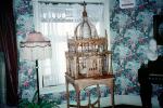 American Queen, Ladies Parlour, bird cage, birdcage, drapes, lamp, window, wallpaper