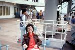 Woman lounging on ship deck, Passengers, July 1973, 1970s, TSPV09P11_07