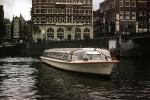 sightseeing boat, canal, buildings, water, Egbert Kortenaer, Amsterdam Harbor, 1950s