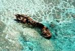 Shipwreck on a Barrier Reef, Coral Reef, Rusting Hulk, Water, Tropical, Pacific Ocean, TSRV01P01_11