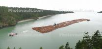 Swinomish Tugboat, Floating Logs, Raft, Whidbey Island, Panorama, TSWD01_100