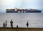 MSC Marianna Containership fully loaded, IMO: 9226920, People on the Beach, TSWD01_171