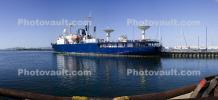 MV Pacific Collector, DOD Missile Defense Agency's Missile Instrumentation Ship, Radio Dish, Communications, Dock, Panorama, IMO: 7738474