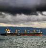 Cranes, tugboat, Bulk Carrier, Matson, clouds, water, east bay hills, TSWD01_286