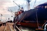 Old Time Freighter, Dock, Harbor, 1950s