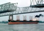 Searanger, Bulk Carrier, The Crescent City Connection, (formerly the Greater New Orleans Bridge), CCC, Interstate Highway I-910, Mississippi River, New Orleans