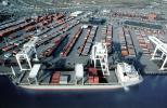 Container Ship Loading cargo, Gantry Crane, Dock, Harbor