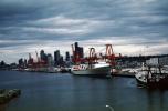 Skyline, clouds, Seattle Harbor, Gantry Crane, Dock, Harbor, TSWV04P04_10