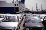 Onloading of cars, Car Carrier, Ro-Ro, Roro, Port of Chiba, Japan, TSWV04P11_09