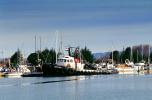 Tugboat, docks, Eureka Harbor, California