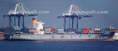 COSCO, Port of Charleston, South Carolina, Cranes, Dock, Harbor, Panorama, TSWV08P01_06