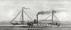 Clermont, Robert Fulton, Paddle wheel Steamboat, Panorama, 1950s
