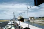 Dwight D. Eisenhower Lock, Canal Lock, cars, automobiles, vehicles, Massena, New York, June 1960, 1960s, TSWV09P10_05