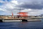 Barges, dock, steel frame, crane, 1961, 1960s, TSWV10P01_04