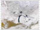 Snow Clouds Stream off Lake Michigan, Canada, USA, Winter, Climate Change