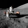 Apollo 17 Lunar Roving Vehicle, LRV, hills, moon dust, USLD01_010