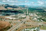 Cloverleaf Interchange, overpass, underpass, freeway, highway, Interstate Highway I-680, I-580, looking north towards San Ramon, VARV01P03_17.0898