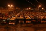 Potrero Bus Barn, sleeping buses, night, nighttime
