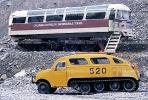 Yellow Bombardier B12 Snow Track, 520, Snowcoach, Columbia Icefields Snowmobile Tours, Glacier, Canada, Tour, rectangular windows, off-road locomotion
