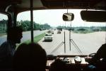 Inside a Bus, windshield wipers, window, mirror, driver, road, street, near Moscow
