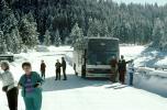 Bus, roadside, women, men, forest, snow, 1995
