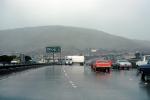 Highway 101, Rain, Wet, slippery, cars, San Bruno, California, USA, Jackknife, VCAV01P05_11