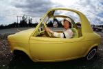 Japanese lady driving a funny car, hat, smiles, automobile, VCCV02P06_11