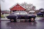 1950 Chevrolet Deluxe, Car, Vehicle, house, building, wet street, 1950s