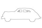 Army Car outline, automobile, line drawing, shape