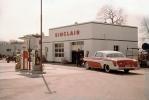 Sinclair Gas Station, Pumps, Building, Dodge Car, 1950s, VCPV01P04_12