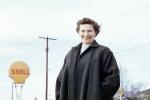 Smiling Hannah, Shell Gas Station, woman, smiling, Kiptopeke Beach Virginia, 1950s, VCPV01P06_11