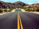 Road, Highway, hills, mountain peak, yellow stripe, Southern Nevada near Pahrump, VCRD01_282