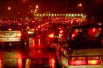 Bay Bridge Toll Plaza on a rainy night, traffic jam, congestion, Car, 2010's, VCRD02_098