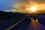 Napa County, California, Highway 121, Roadway, sunset, Car, Automobile, Coupe, 2010's