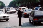 Gendarmerie, Gendarmery, Gendarmes, Policeman, Traffic Cop, cars, Champs Elysee, boulevard, Intersection, police