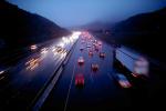 Highway I-405, San Diego Freeway, rain, wet, slippery, inclement weather, Rainy, Bad Driving Conditions, Dangerous, Precipitation, streaks, cars, vehicles, Sepulveda Pass, VCRV02P04_17.0899