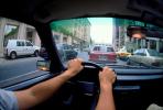 downtown, traffic Level-F, City Street, driver, hands, steering wheel, Car, Vehicle, Automobile, VCRV07P01_10.0566
