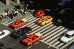 Taxi Cab, Pedestrians, Crosswalk, City Street, car, automobile, Vehicle, Sedan, Ginza District, Tokyo, VCRV07P05_03.0566