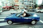 Crosswalk, Mazda Miata, Ginza District, Tokyo, City Street, car, automobile, Vehicle, Sedan, driver