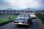 Firth of Forth Railroad Bridge, Car, Vehicle, Automobile, Scotland, 1950s, VCRV07P15_09