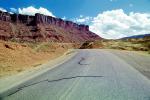 Road, Roadway, Highway 128, Castle Valley, east of Moab Utah, geologic feature, mesa, clouds, VCRV10P12_18