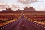 Road, Roadway, Highway 163, Monument Valley, Utah, geologic feature, butte, mesa, vanishing point, VCRV10P14_06