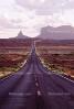 Road, Roadway, Highway 163, Monument Valley, Utah, geologic feature, butte, mesa, vanishing point, VCRV10P14_06B