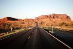 Road, Roadway, Highway 163, Monument Valley, Utah, geologic feature, mesa, vanishing point, VCRV10P14_15